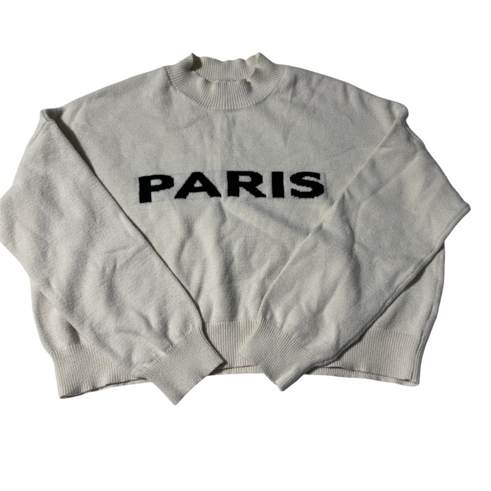 Sincerely Jules “Paris” Cropped Sweater – Oversized Fit – Size Medium Mock Neck